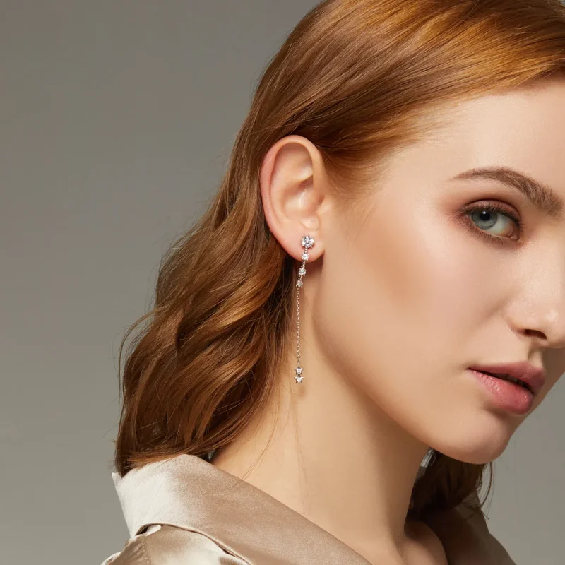 (slika za) Svetli viseči uhani v slogu Pandora - BSE310 - Ogled 8