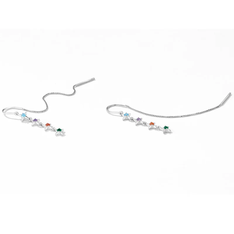 (slika za) Viseči uhani iz zvezdastega cirkonija v stilu Pandora - SCE1420 - Ogled 3