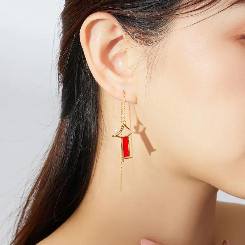 (slika za) Viseči uhani Pandora Style Red Memory - BSE340 - Ogled 5