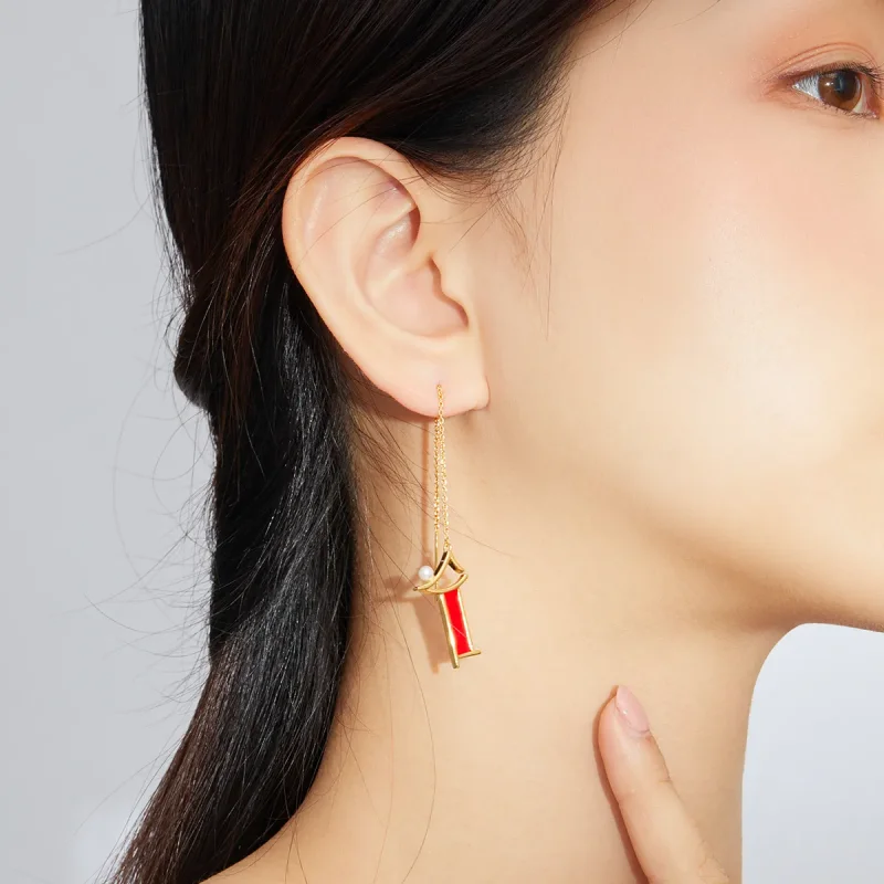 (slika za) Viseči uhani Pandora Style Red Memory - BSE340 - Ogled 6