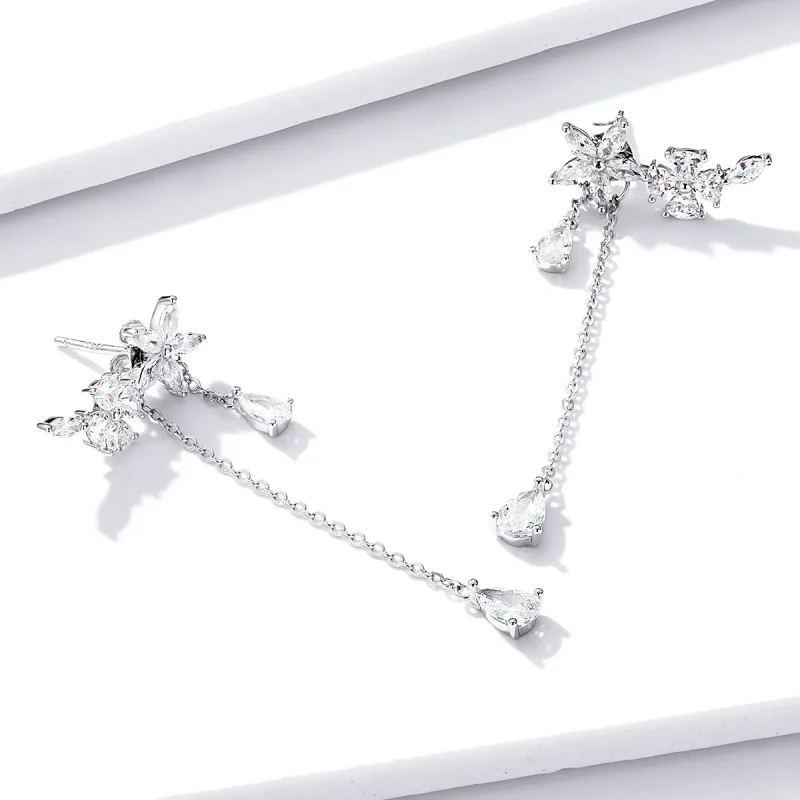 (slika za) Viseči uhani v slogu Pandora Flower Love - BSE288 - Ogled 5