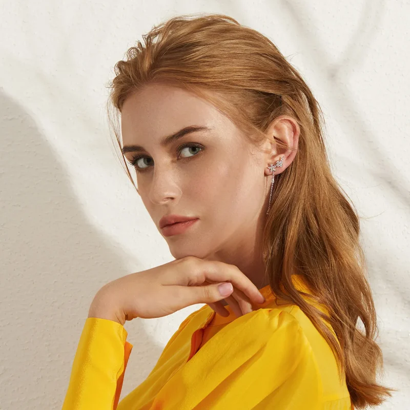 (slika za) Viseči uhani v slogu Pandora Flower Love - BSE288 - Ogled 7