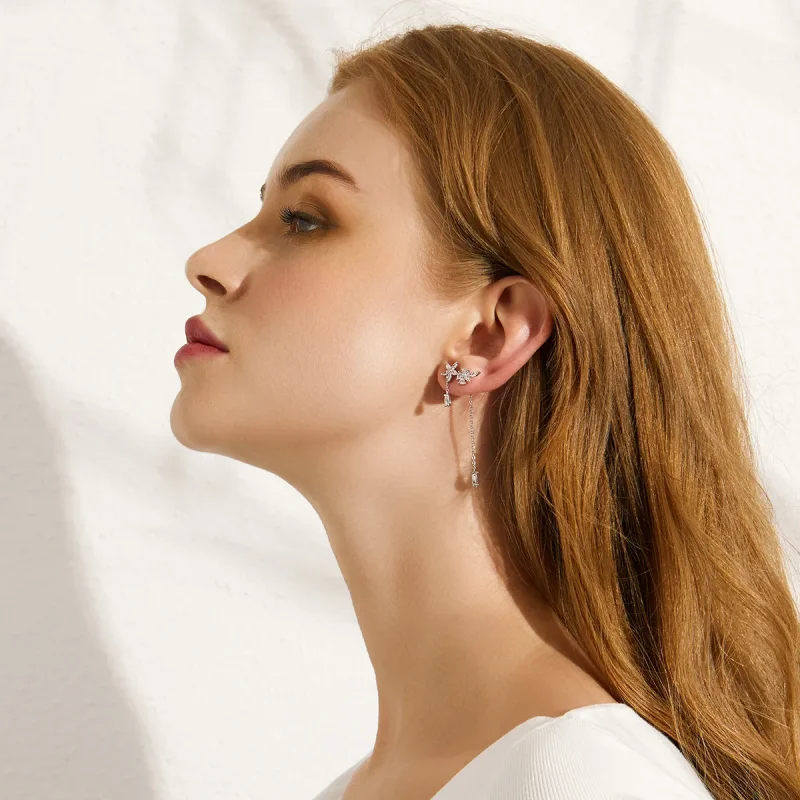 (slika za) Viseči uhani v slogu Pandora Flower Love - BSE288 - Ogled 11