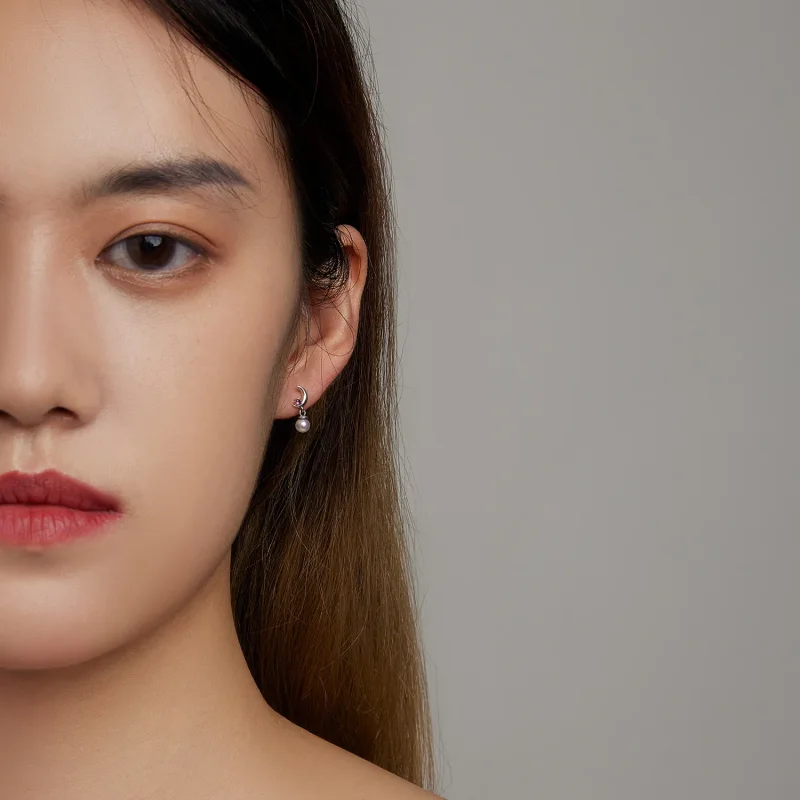 (slika za) Viseči uhani z biserno luno v slogu Pandora - SCE1430 - Ogled 7