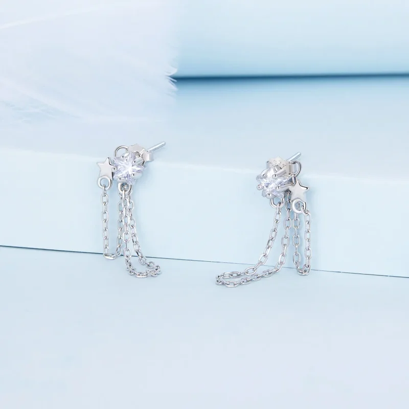 (slika za) Viseči uhani z resicami v stilu Pandora - BSE709 - Ogled 2