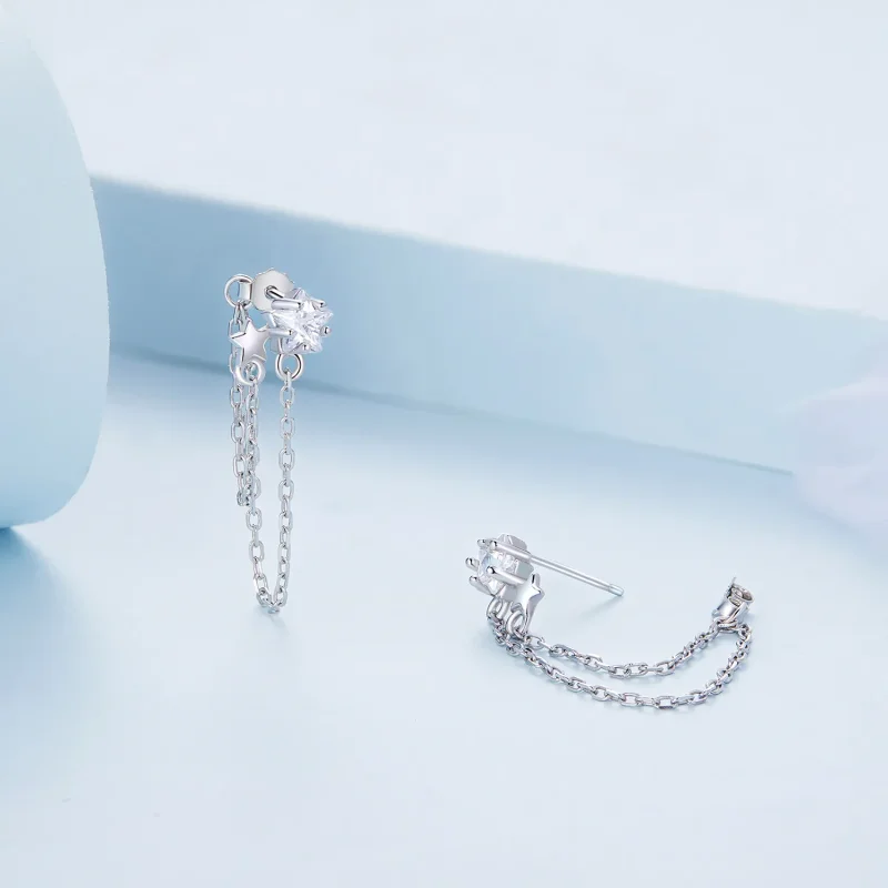 (slika za) Viseči uhani z resicami v stilu Pandora - BSE709 - Ogled 3