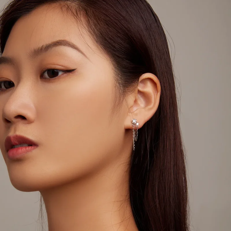 (slika za) Viseči uhani z resicami v stilu Pandora - BSE709 - Ogled 6