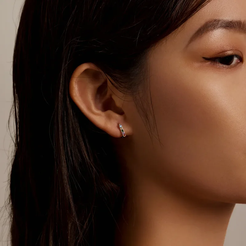 (slika za) Barvni cirkonski obročasti uhani v slogu Pandora - BSE576 - Ogled 6