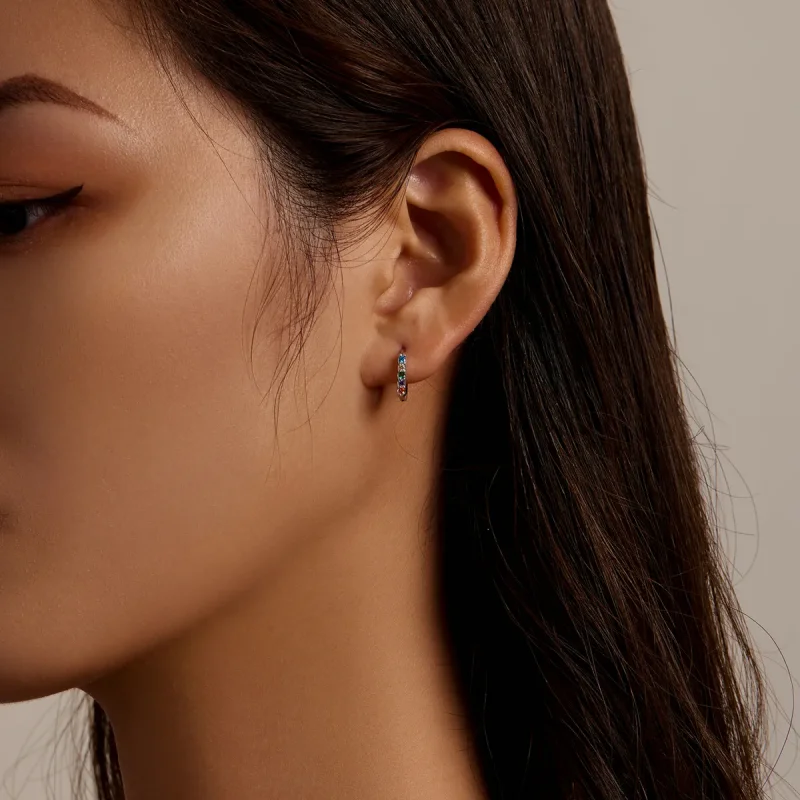 (slika za) Barvni cirkonski obročasti uhani v slogu Pandora - BSE576 - Ogled 7