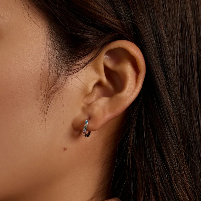 (slika za) Barvni cirkonski obročasti uhani v slogu Pandora - BSE576 - Ogled 8