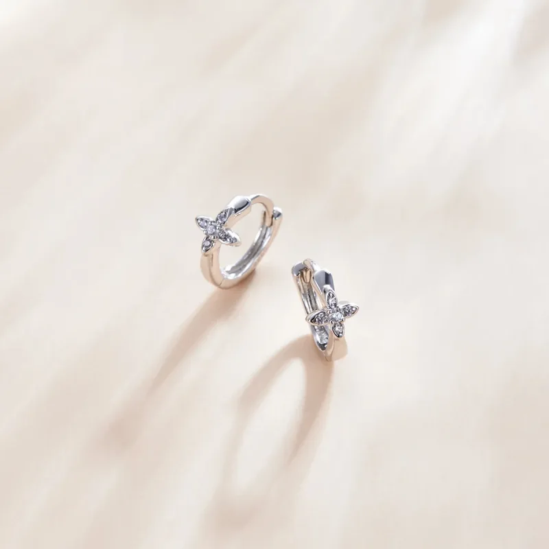 (slika za) Bleščeči obročki z rožicami v slogu Pandora - SCE1043 - Ogled 2