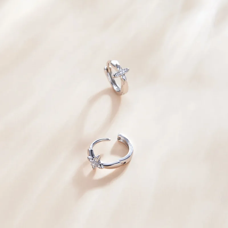 (slika za) Bleščeči obročki z rožicami v slogu Pandora - SCE1043 - Ogled 3