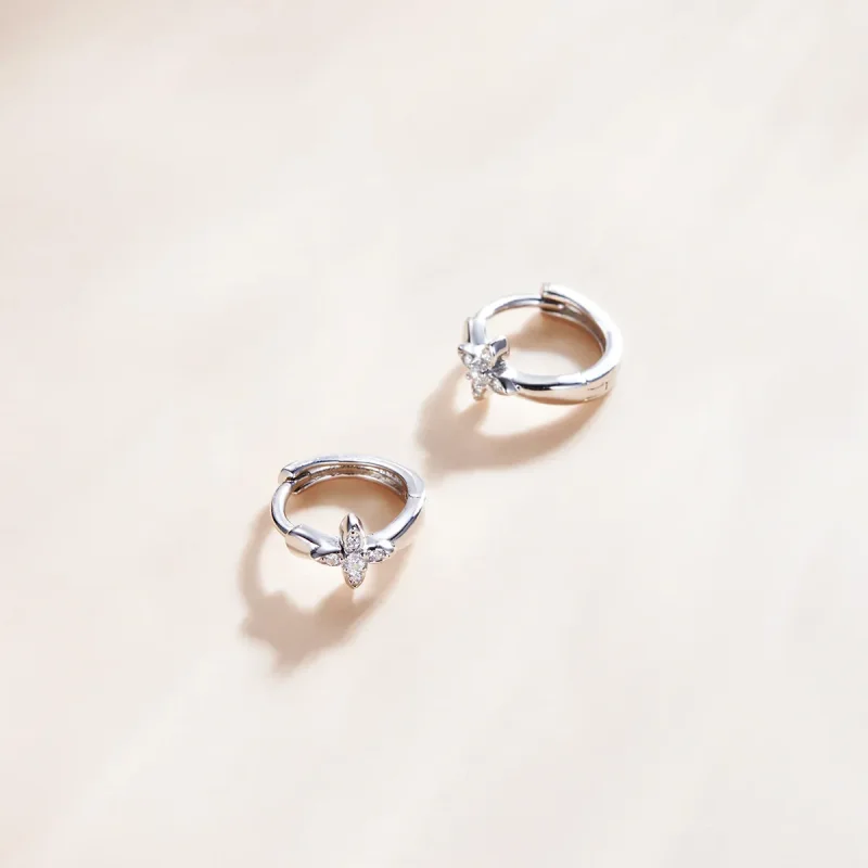 (slika za) Bleščeči obročki z rožicami v slogu Pandora - SCE1043 - Ogled 4