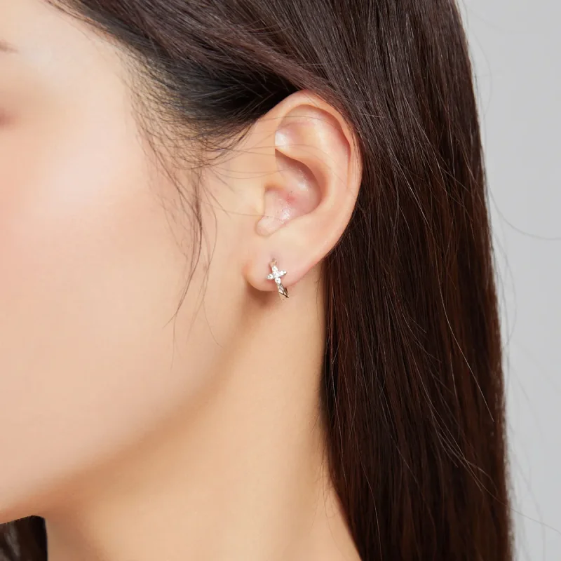 (slika za) Bleščeči obročki z rožicami v slogu Pandora - SCE1043 - Ogled 5