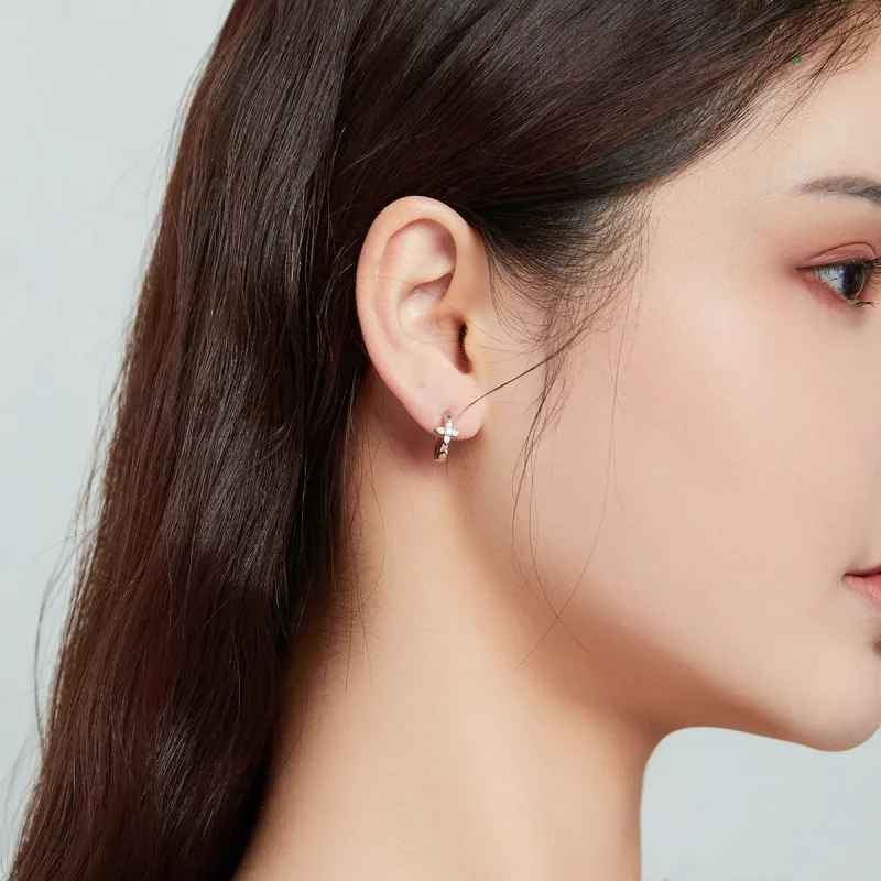 (slika za) Bleščeči obročki z rožicami v slogu Pandora - SCE1043 - Ogled 7