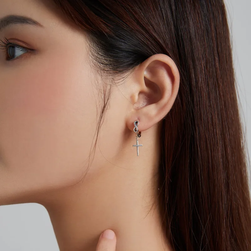 (slika za) Kreativni uhani v obliki križa v slogu Pandora - BSE474 - Ogled 7