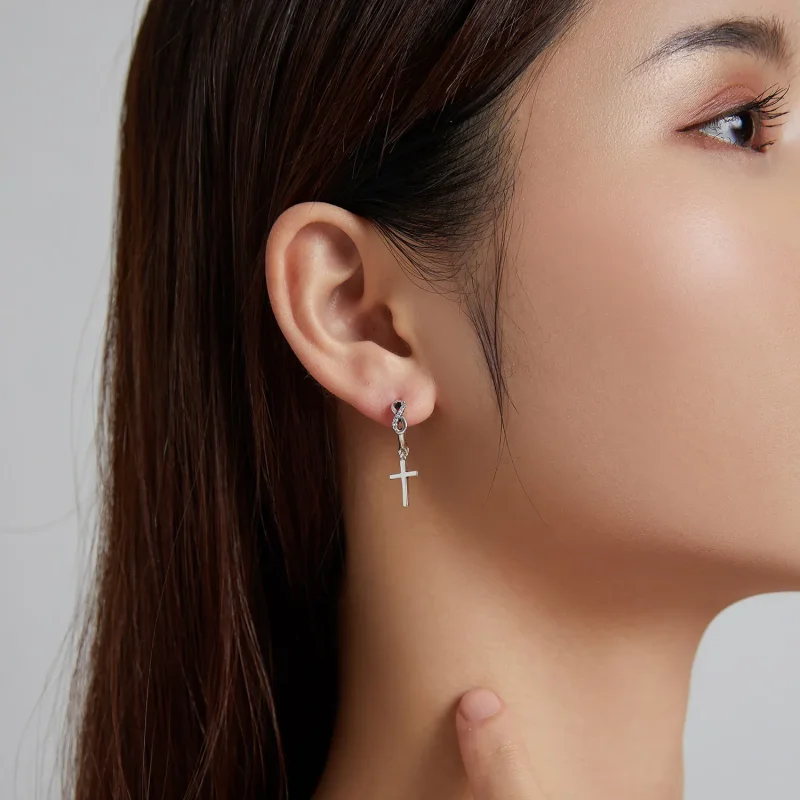 (slika za) Kreativni uhani v obliki križa v slogu Pandora - BSE474 - Ogled 9