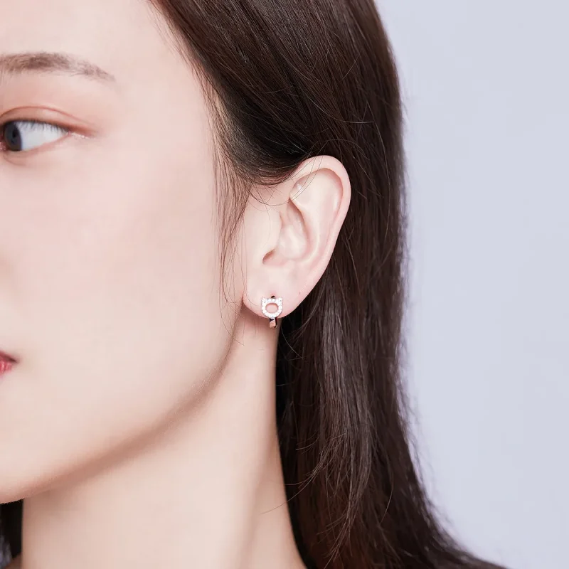 (slika za) Ljubki mačji obročki uhani v slogu Pandora - BSE171 - Ogled 7