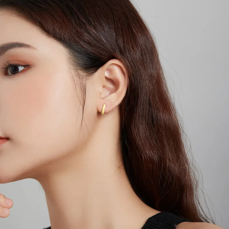 (slika za) Majhni rumeni obročasti uhani v slogu Pandora - BSE488-YE - Ogled 3