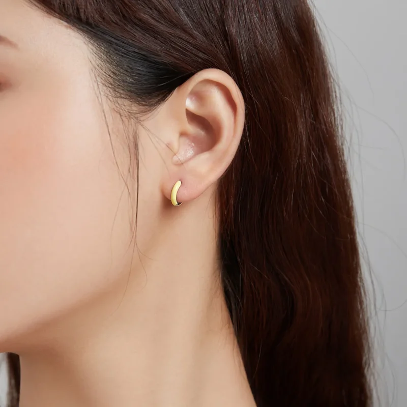 (slika za) Majhni rumeni obročasti uhani v slogu Pandora - BSE488-YE - Ogled 4