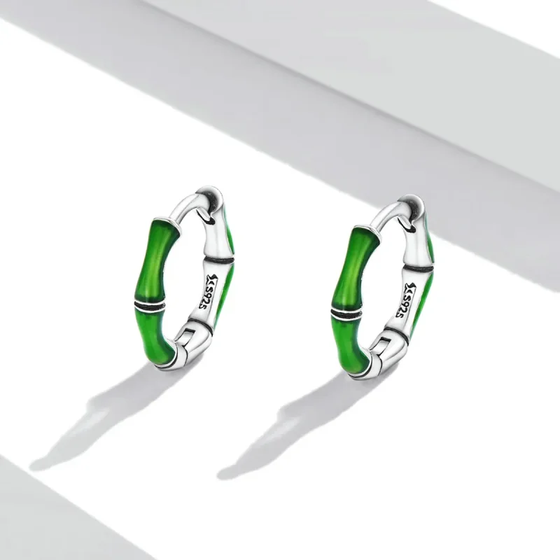 (slika za) Obročasti uhani iz bambusa v stilu Pandora - SCE1350 - Ogled 2