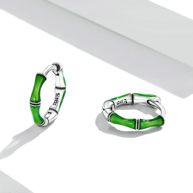 (slika za) Obročasti uhani iz bambusa v stilu Pandora - SCE1350 - Ogled 3