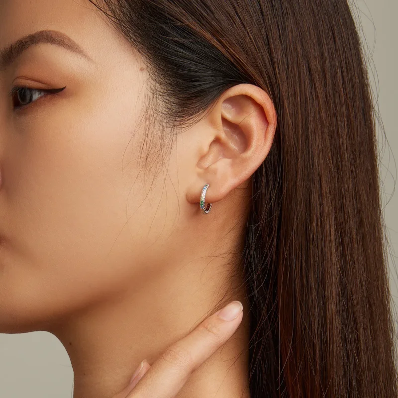 (slika za) Obročasti uhani iz cirkonija z vzorcem Pandora - BSE683 - Ogled 5