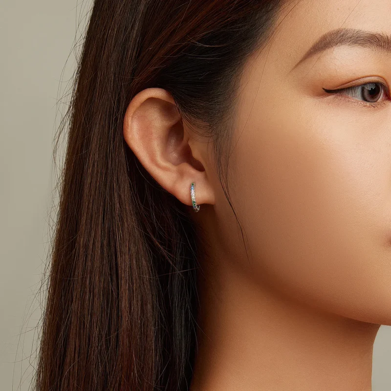 (slika za) Obročasti uhani iz cirkonija z vzorcem Pandora - BSE683 - Ogled 7