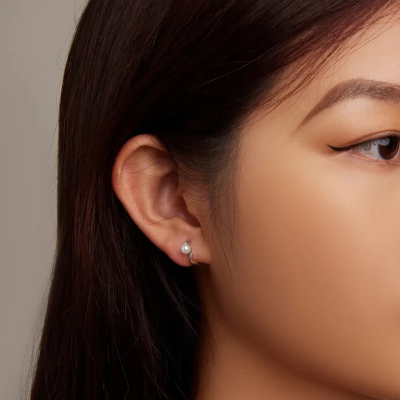 (slika za) Obročasti uhani iz kroglic v obliki školjk Pandora - BSE710 - Ogled 7