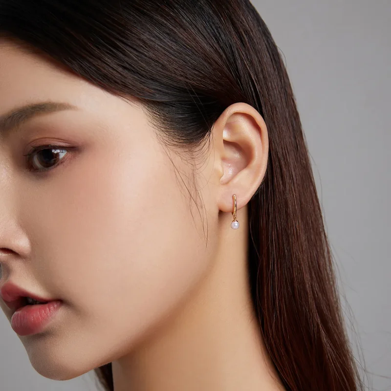 (slika za) Obročasti uhani iz kroglic v obliki školjk Pandora - SCE1257 - Ogled 6