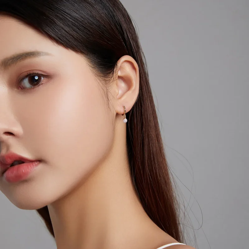 (slika za) Obročasti uhani iz kroglic v obliki školjk Pandora - SCE1257 - Ogled 7