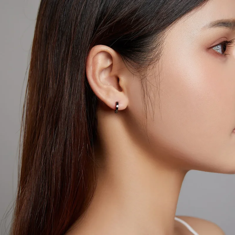 (slika za) Obročasti uhani iz črnega zlata v stilu Pandora - SCE1230 - Ogled 5