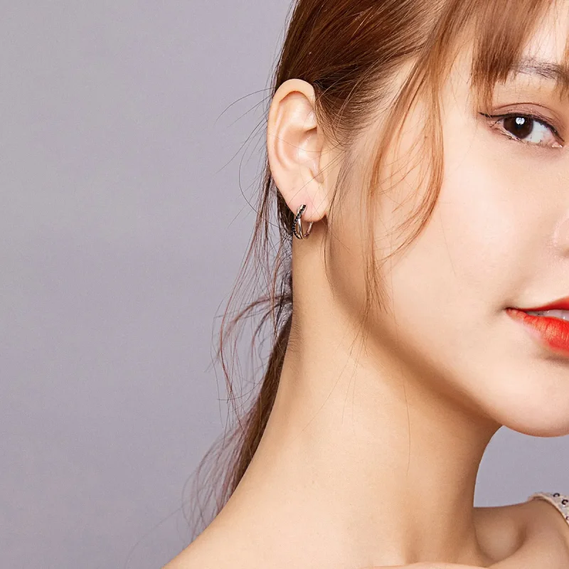 (slika za) Obročasti uhani s simbolom neskončnosti v slogu Pandora - BSE399 - Ogled 8