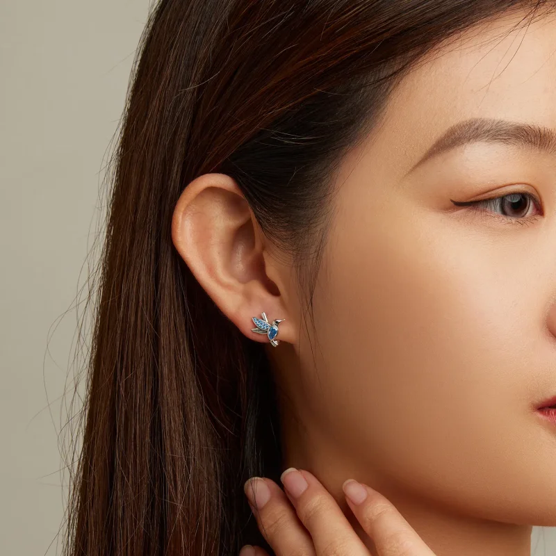 (slika za) Obročasti uhani s kolibriji v slogu Pandora - SCE1503 - Ogled 5