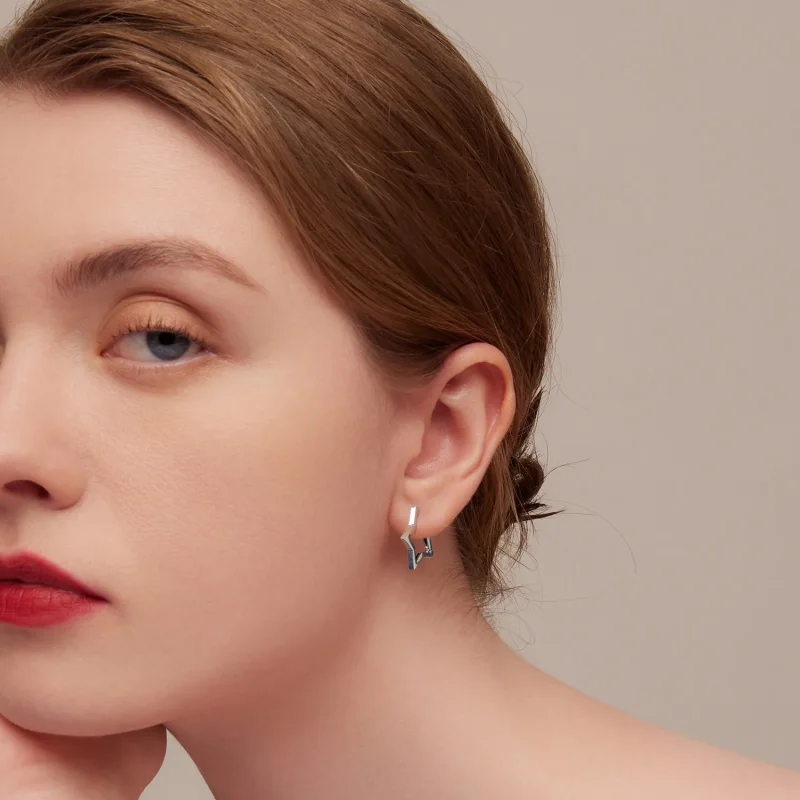 (slika za) Obročasti uhani v obliki zvezd v slogu Pandora - SCE1136 - Ogled 3