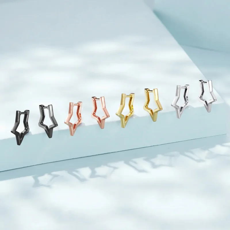 (slika za) Obročasti uhani v obliki zvezd v slogu Pandora - SCE1136 - Ogled 10