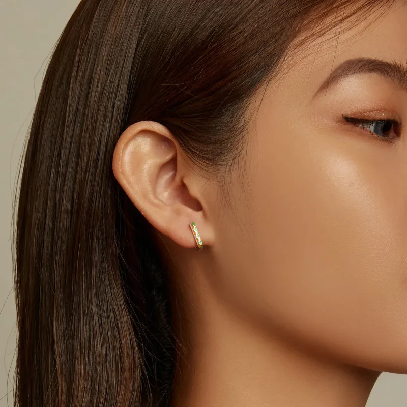 (slika za) Obročasti uhani v preprostem barvnem kontrastu v slogu Pandora - SCE1371-GN - Ogled 7