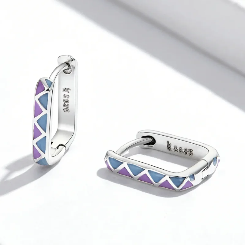 (slika za) Obročasti uhani v preprostem barvnem kontrastu v slogu Pandora - SCE1371-VT - Ogled 3