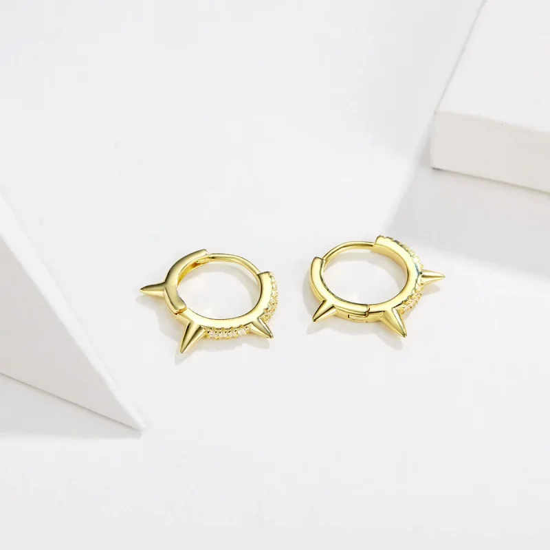 (slika za) Obročasti uhani v slogu Pandora z nepravilno geometrijo - BSE168 - Ogled 3