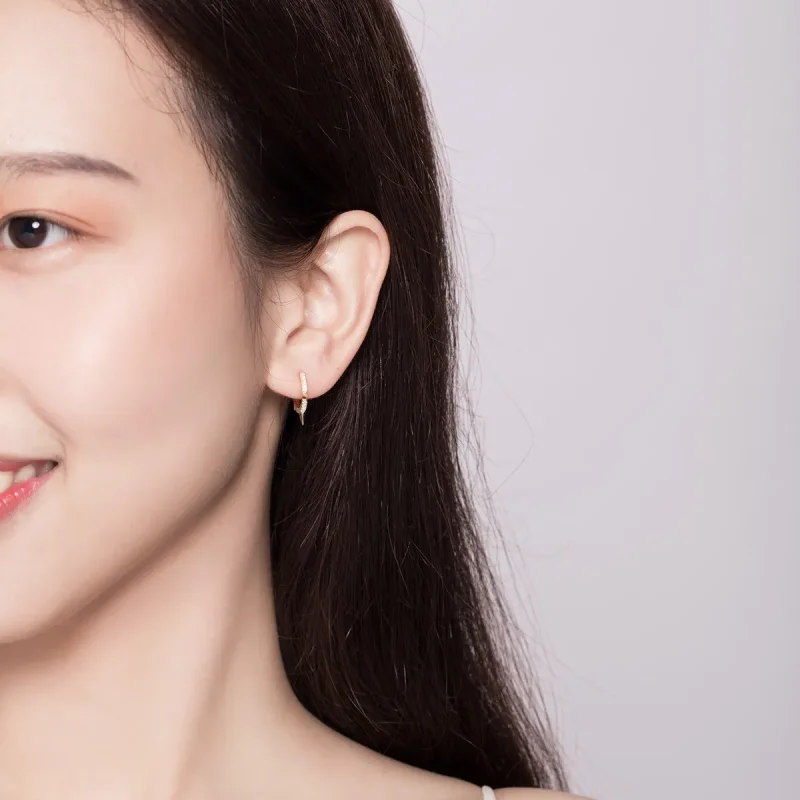 (slika za) Obročasti uhani v slogu Pandora z nepravilno geometrijo - BSE168 - Ogled 5