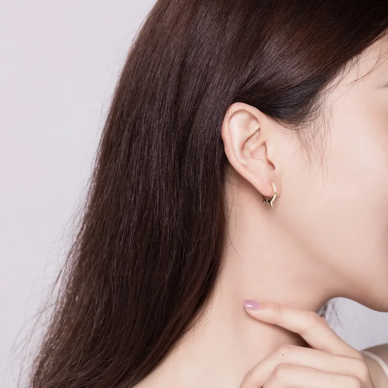 (slika za) Obročasti uhani v slogu Pandora z nepravilno geometrijo - BSE168 - Ogled 6