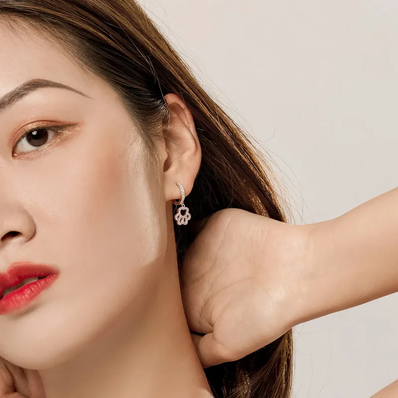 (slika za) Obročasti uhani z odtisom hišnih ljubljenčkov v slogu Pandora - SCE771 - Ogled 5