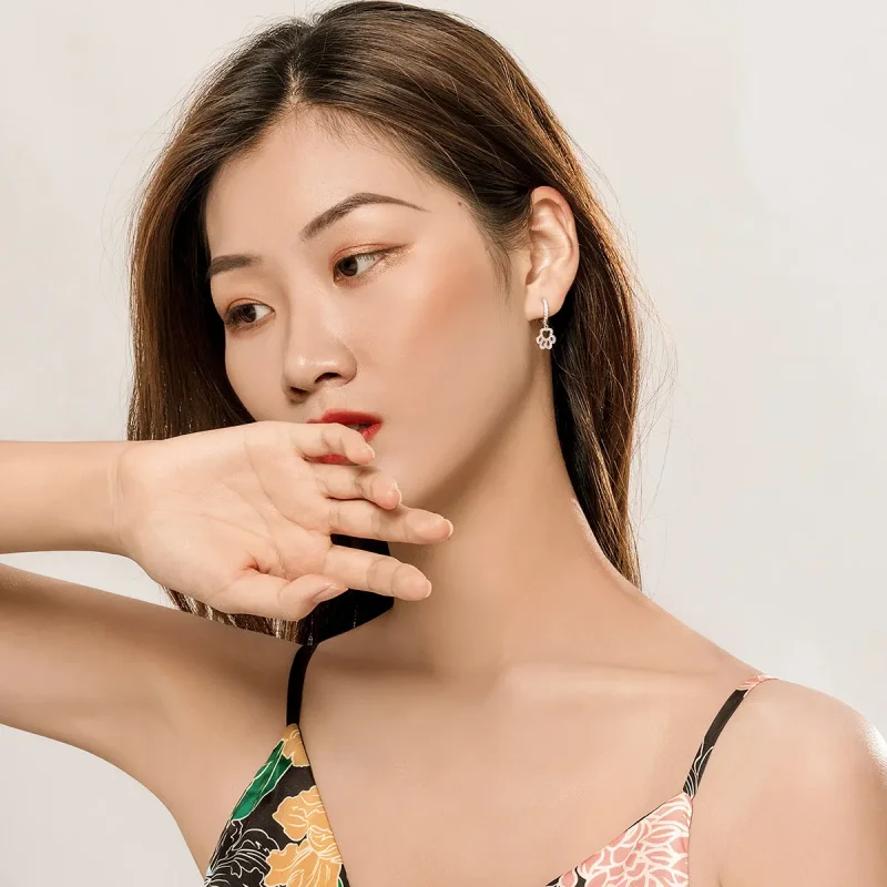 (slika za) Obročasti uhani z odtisom hišnih ljubljenčkov v slogu Pandora - SCE771 - Ogled 6