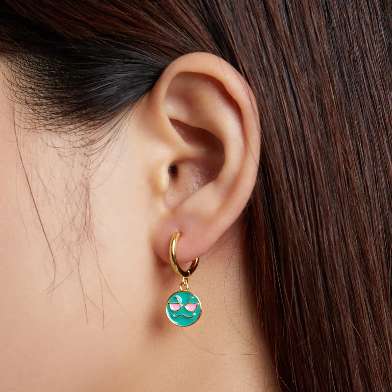 (slika za) Pandora Style Emoji – kul obročasti uhani – SCE1204-B - Ogled 5