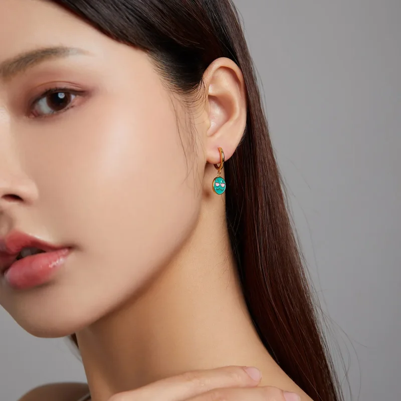 (slika za) Pandora Style Emoji – kul obročasti uhani – SCE1204-B - Ogled 6