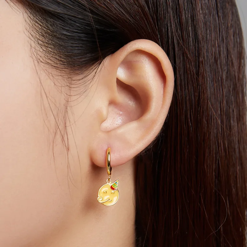 (slika za) Pandora Style Emoji – Praznovanje obročastih uhanov – SCE1204-A - Ogled 5