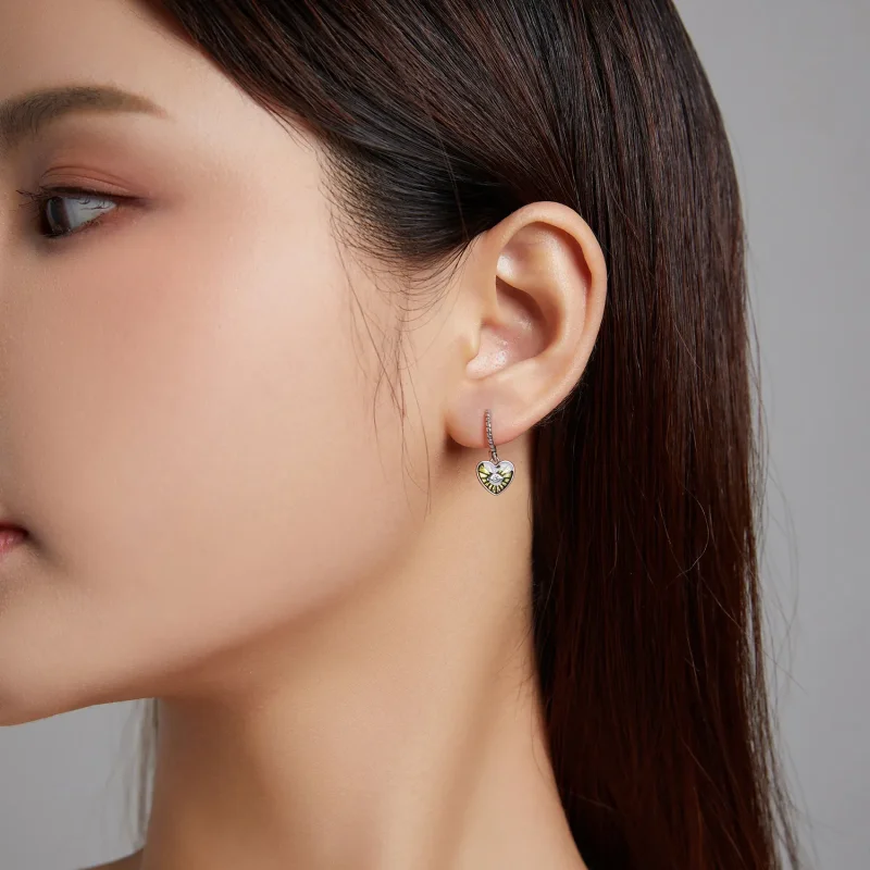 (slika za) Pandora Style Love Devil Eyes - limonasto rumeni obročasti uhani - SCE1270-YE - Ogled 2