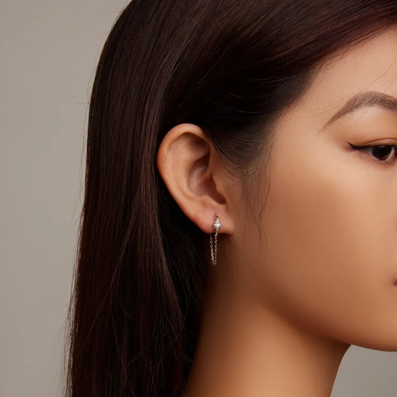 (slika za) Pandora Style Moški uhani z zvezdastimi obroči - BSE699 - Ogled 7