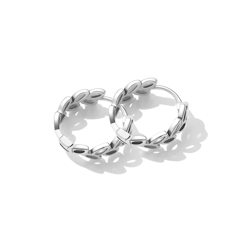 (slika za) Pandora Style Openwork Out Leaves Hoop uhani - SCE1461 - Ogled 3