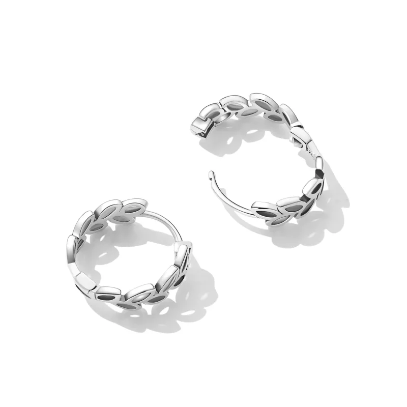 (slika za) Pandora Style Openwork Out Leaves Hoop uhani - SCE1461 - Ogled 4